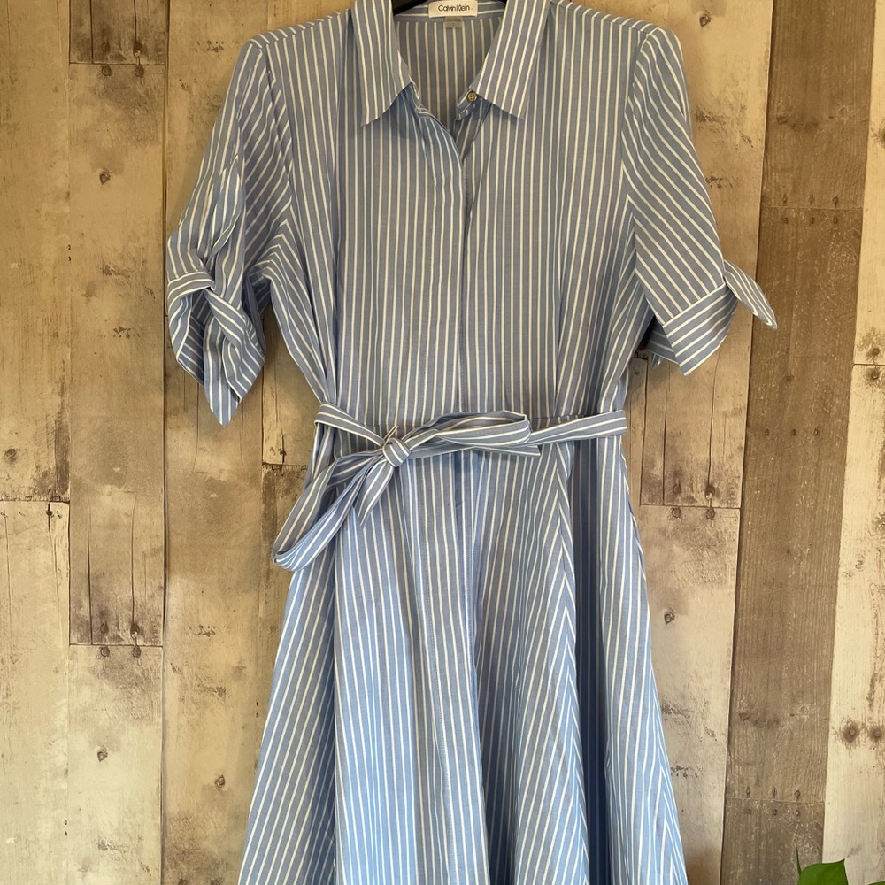 Calvin Klein Pinstripe Short Sleeve dress size 12